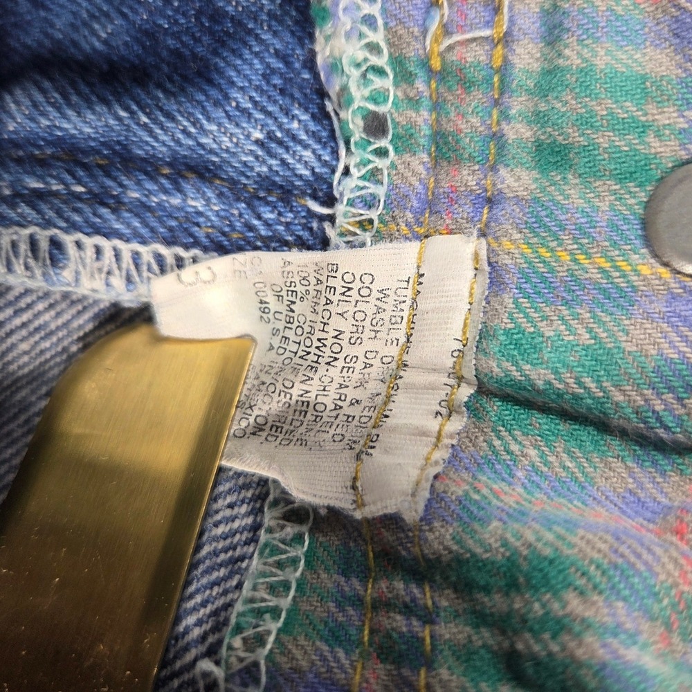 Vintage Lee High Waisted Pleated Jeans Plaid Lined Tapered Leg Medium Wash 3 - Picture 4 of 8